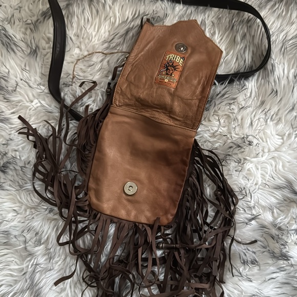 Authentic leather fringe satchel Crossbody Bag Tribe America - Picture 6 of 6